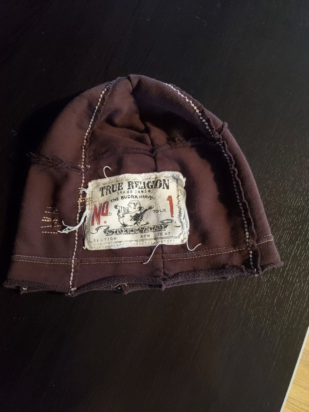 True Religion Brown Knit Beanie Hat